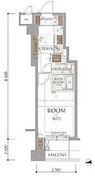 アルテシモアソラ 5階1Kの間取り