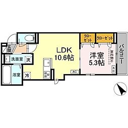 仮）D-room北新宿三丁目 2階1LDKの間取り