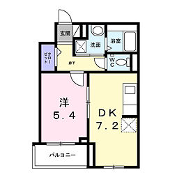 メゾン　カルム　Ｎｏ．3 3階1DKの間取り