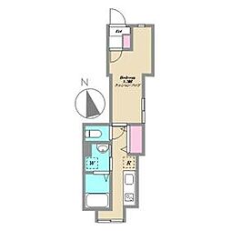 東京メトロ東西線 早稲田駅 徒歩8分の賃貸マンション 1階ワンルームの間取り