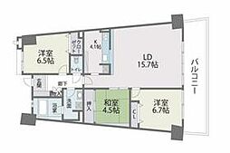 西鉄貝塚線 香椎花園前駅 徒歩21分の賃貸マンション 10階3LDKの間取り