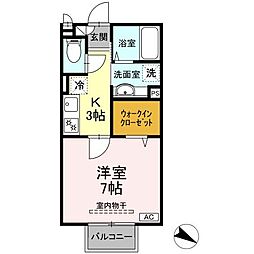 西武新宿線 久米川駅 徒歩8分の賃貸アパート 2階1Kの間取り