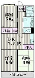 東急池上線 石川台駅 徒歩3分の賃貸マンション 5階3DKの間取り