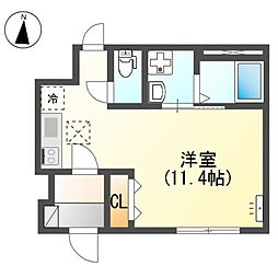 JR八高線 箱根ケ崎駅 徒歩18分の賃貸アパート 1階ワンルームの間取り