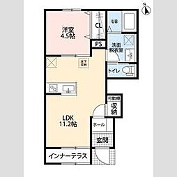 リーブルファイン若葉桜木 103 1階1LDKの間取り