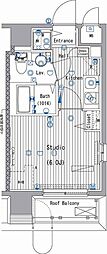 ガーラ・シティ川崎 9階1Kの間取り