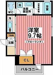 京王線 柴崎駅 徒歩4分の賃貸マンション 3階ワンルームの間取り