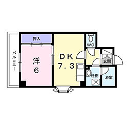 エクセレント藤田 6階1DKの間取り