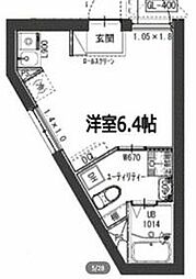 フラシア東品川 2階ワンルームの間取り