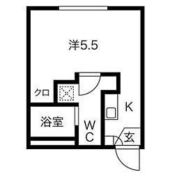 東武大師線 大師前駅 徒歩6分の賃貸マンション 1階ワンルームの間取り