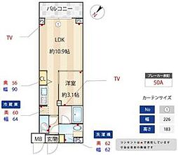 東急多摩川線 鵜の木駅 徒歩7分の賃貸マンション 2階1LDKの間取り