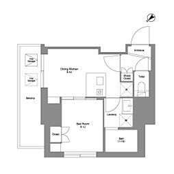 JR京浜東北・根岸線 大森駅 徒歩9分の賃貸マンション 13階1DKの間取り