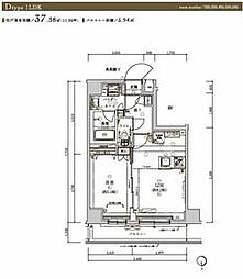 JR埼京線 浮間舟渡駅 徒歩9分の賃貸マンション 6階1LDKの間取り