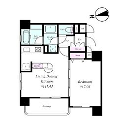 デュオ・スカーラ秋葉原 7階1LDKの間取り