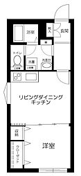 東急池上線 御嶽山駅 徒歩1分の賃貸マンション 3階1DKの間取り