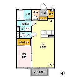 JR成田線 下総橘駅 8kmの賃貸アパート 2階1LDKの間取り