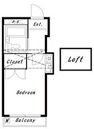都営三田線 志村三丁目駅 徒歩15分の賃貸アパート 2階ワンルームの間取り