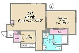 グロウ大森東 1階1LDKの間取り