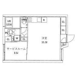 CITY WALK新江古田 1階ワンルームの間取り