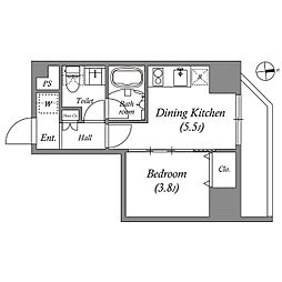 JR総武線 浅草橋駅 徒歩5分の賃貸マンション 5階1DKの間取り