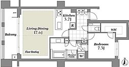 都営大江戸線 麻布十番駅 徒歩8分の賃貸マンション 2階1LDKの間取り