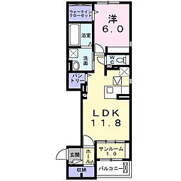 湘南新宿ライン高海 高崎問屋町駅 徒歩9分の賃貸アパート 1階1LDKの間取り