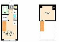 エスペランサ　平井 1階ワンルームの間取り
