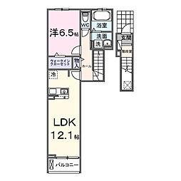 東武東上線 若葉駅 バス18分 南戸守下車 徒歩1分の賃貸アパート 2階1LDKの間取り