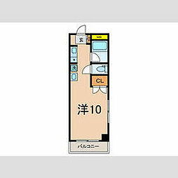 内山ハイツ 2階ワンルームの間取り