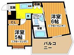 京王線 代田橋駅 徒歩5分の賃貸マンション 4階2Kの間取り