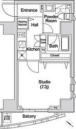 東京メトロ千代田線 赤坂駅 徒歩5分の賃貸マンション 7階1Kの間取り