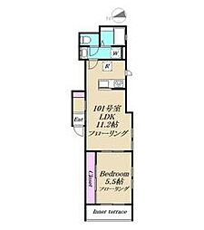 グレース戸越 1階1LDKの間取り