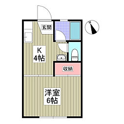 JR常磐線 勝田駅 4.1kmの賃貸アパート 2階1Kの間取り