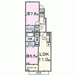 東武東上線 高坂駅 徒歩7分の賃貸アパート 1階2LDKの間取り