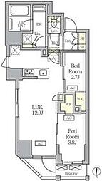 東京メトロ南北線 王子駅 徒歩4分の賃貸マンション 8階2LDKの間取り
