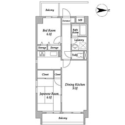 東急池上線 戸越銀座駅 徒歩9分の賃貸マンション 8階2DKの間取り