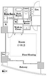 都営新宿線 曙橋駅 徒歩6分の賃貸マンション 36階1Kの間取り