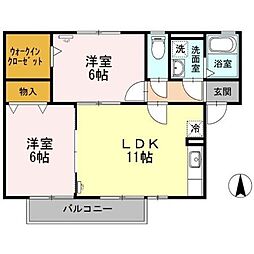 クレール・ヴィラージュ　Ｂ棟 1階2LDKの間取り