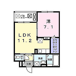 近鉄京都線 十条駅 徒歩17分の賃貸アパート 2階1LDKの間取り