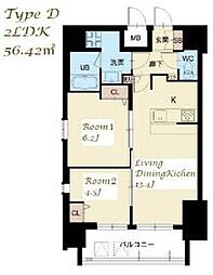東武東上線 大山駅 徒歩10分の賃貸マンション 14階2LDKの間取り