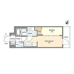 グランカーサ千駄木 2階1DKの間取り