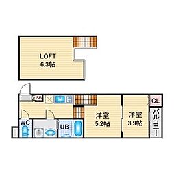 JR中央本線 新守山駅 徒歩4分の賃貸アパート 1階2SKの間取り