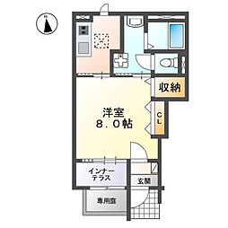 名古屋市営鶴舞線 赤池駅 徒歩11分の賃貸アパート 1階1Kの間取り
