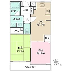 都営三田線 板橋本町駅 徒歩9分の賃貸マンション 4階2DKの間取り