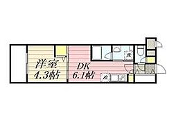 東武東上線 東武練馬駅 徒歩5分の賃貸マンション 2階1DKの間取り