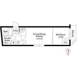 小田急小田原線 代々木上原駅 徒歩9分の賃貸マンション 1階1LDKの間取り