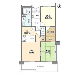 けやき通り南弐番館 8階2LDKの間取り