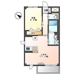 ATB松之内 2階1LDKの間取り