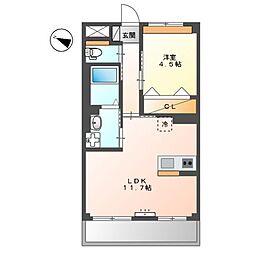ATB松之内 3階1LDKの間取り