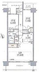 東武東上線 朝霞台駅 徒歩7分の賃貸マンション 14階2LDKの間取り